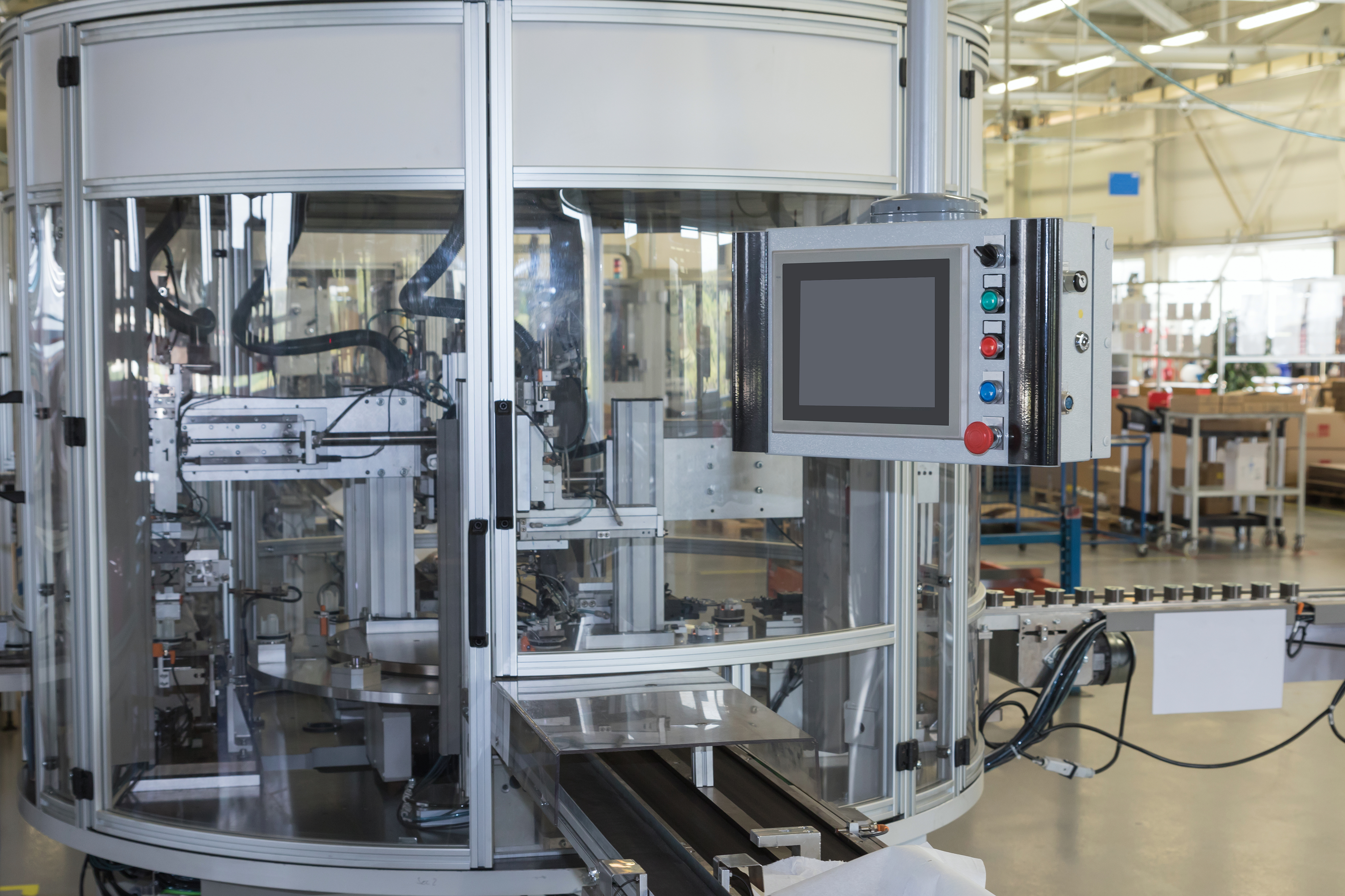 Automated production line with control panel